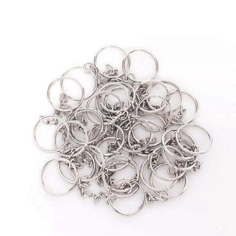 Split Key Ring Kit With Chains And Jump Rings, 100 Pieces, 1 Inch Silver Nickel Key Rings for DIY keychains and crafts