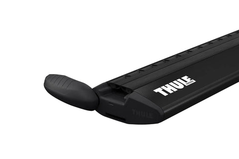 Close-up of WingBar Evo 150 60 Inch Black Roof Rack Crossbars With Wind Diffuser Tech For Quieter Ride Lower Drag And Better Fuel Economy