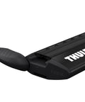 Close-up of the end of Wingbar Evo Roof Rack Load Bar 50 Inch Black With WindDiffuser Technology For A Quieter Ride And Less Drag