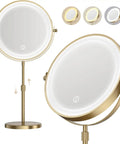 Dual Sided LED Makeup Mirror With 1X/20X Magnification, Star Projector Light, Adjustable Brightness, Three Color Modes