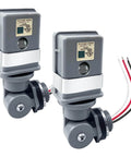 Two pack waterproof photocell sensors for outdoor lights, 120V AC, 16 gauge wire with swivel mount, dusk to dawn photoelectric switch.