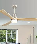 52 Inch Ceiling Fan With Lights And Remote Solid Wood Indoor Outdoor Ceiling Fan With Quiet Reversible DC Motor Modern 3 Blade Design For Bedroom Patio Living Room Energy Saving And Super Quiet Performance.