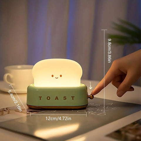 Rechargeable Cute Toaster Lamp With Smile Face, Adorable Night Light Desk Decor That Creates A Cozy Vibe In Any Room.
