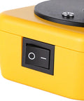 Hassle Free Portable Battery Space Heater Featuring Dual Usb Ports And 360 Degree Swivel, close-up of control switch on yellow housing.