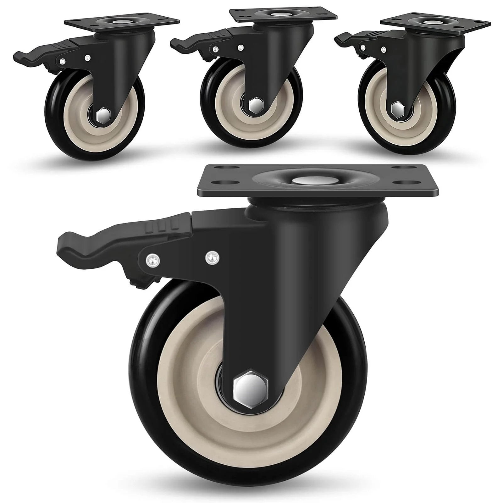 Heavy Duty Caster Wheels Set, 2200 Lbs Capacity