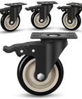 4 Inch Heavy Duty Industrial Caster Wheels Set Of 4 With Dual Locking Brakes 2200 Lbs Capacity For Cart And Workbench, front view