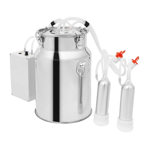 Go To 10L Electric Milking Machine For Cows And Goats With Pulsation Vacuum Pump Portable Milker with stainless bucket and tubes