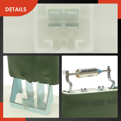 Close-up details of Front HVAC Blower Motor Resistor For Ford Escape 2013 2018 Fiesta Focus Transit with Manual Air Conditioning.
