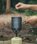 Ultralight 600ml Camping Pot With Heat Exchanger And Lid, Foldable Portable Outdoor Gear For Hiking And Travel, Lightweight 162g, G3 Petrel Style High Efficiency Camp Pot in use
