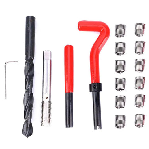 M12x1.5 Thread Insert Kit DIY Friendly Pro Grade Stainless Steel Repair Sleeve Set 17 Pcs With Spiral Drill Tap Wrench And Break Pin Tool