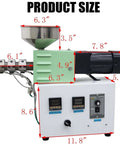 Smooth Running Desktop Filament Extruder Turn Abs Pla Petg Tpu Plastic Scraps Into 1.75 Mm 3D Printing Wire showing product dimensions and parts.