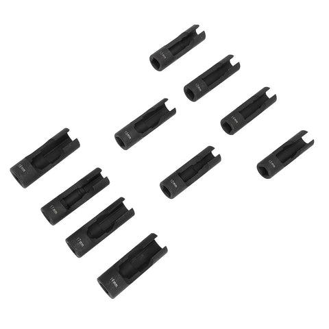 Shop Approved One Half Inch Fuel Line Socket Wrench Set Crafted From Chrome Vanadium Steel Injector Disconnect Tools close-up of socket sizes.