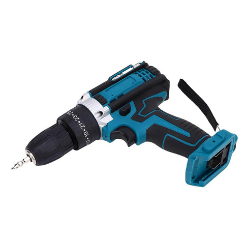 Heavy Duty 21V Cordless Drill Driver Delivering Full Capability For Wood Or Plastic Drilling And Furniture Assembly During Household Repair Tasks with black and teal design.