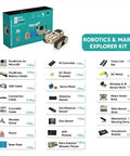 Robotics And Mars Explorer Kit With 12 Detachable Modules DIY Starter Set For STEM And Coding Projects Learn Electronics No Cable Mess No Soldering Easy Build Your First Inventions, box and rover parts