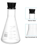 Two Pack 250ml Erlenmeyer Flask Set With Narrow Mouth Borosilicate Glass Printed Graduation Rubber Stopper 8.5 Oz Capacity For Lab Experiments