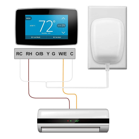 24 Volt Power Adapter Transformer C Wire Thermostat Adapter For Ring Doorbell And Thermostat Compatible With Ecobee Sensi And Honeywell 25 Foot Cable Included Easy Install Plug And Play connected to a thermostat and HVAC unit