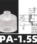 Heavy Duty Pfg 25n Rubber Suction Cup Chuck for Pa Pneumatic Manipulator, clear rubber pad with measurements for precise fitting.