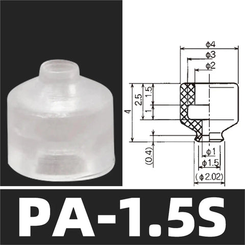Heavy Duty Pfg 25n Rubber Suction Cup Chuck for Pa Pneumatic Manipulator, clear rubber pad with measurements for precise fitting.