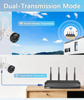 Dual transmission mode of outdoor wireless security camera system with 90 day storage no fuss home surveillance setup 3TB drive