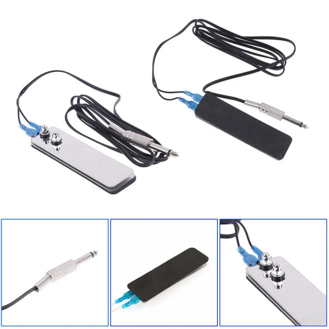 Two Pack Tattoo Foot Pedal Switch with Quarter Inch 6.35mm Plug and Stainless Steel Clip Cord, Long 1.5m Cable