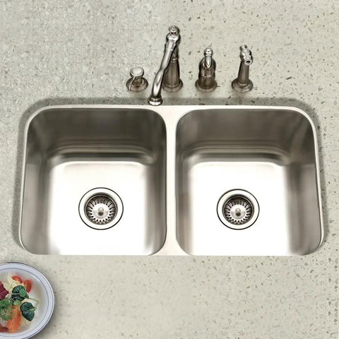 31 Inch Undermount Stainless Steel Kitchen Sink With Fifty Fifty Double Bowls Durable 18 Gauge T 304 Rust Resistant Top View