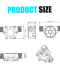 Diagram of Portable Micro Hydro Generator 12V Water Turbine Power Kit For Camping And Off Grid Adventures with dimensions
