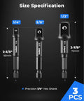 Impact Socket Adapter Set Three Piece For One Quarter, Three Eighths, And One Half Inch Drives Size Specifications