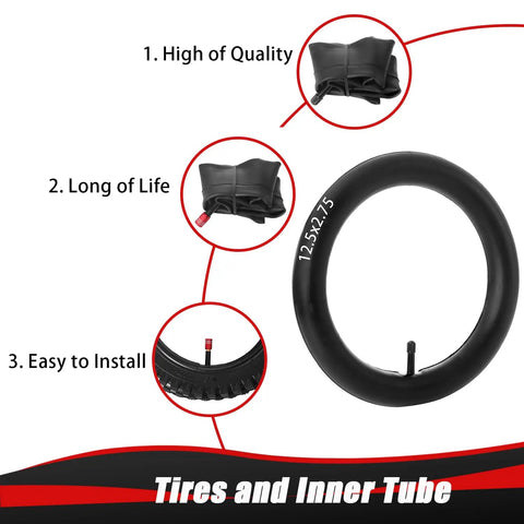 12.5x2.75 Tire and Inner Tube Set for Razor Dirt Bikes and Mini Scooters 2 Pack Fits MX350 MX400 ZR350 SX350