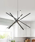 Lit Modern Five Light Sputnik Chandelier Pendant Lighting For Kitchen Island And Dining Room Black 37.7 Inch in kitchen