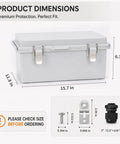 Super Heavy Duty IP67 Waterproof Junction Box With Secure Hinged Lid And Multiple Cable Glands Outdoor Electrical Enclosure dimensions 15.7x11.8x6.3 inches.