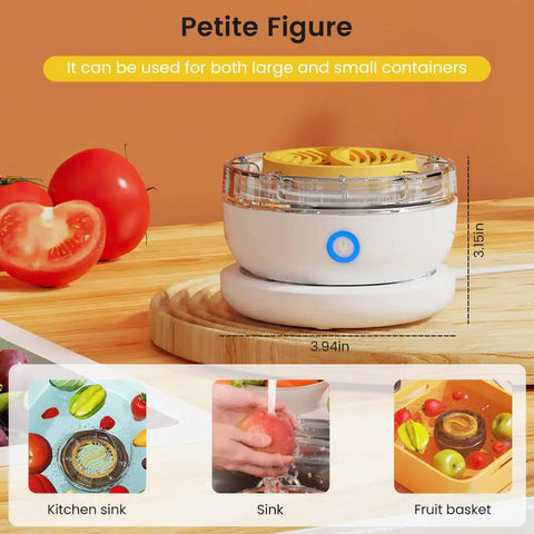 Cordless Electric Produce Washer And Veggie Scrubber Driven By Smart Electrolytic Tech And Heavy Duty Titanium Rods For A Legit Deep Clean On Fresh Fruit Rice And Cookware Daily on a wood countertop with tomatoes.