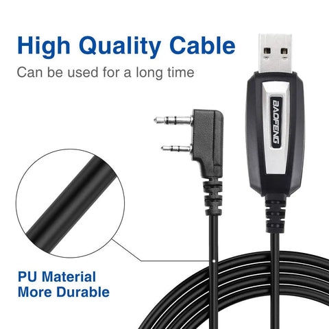 USB Ham Radio Programming Cable With CH340 Chip For UV5R BFF8HP 5RM UV21R UV82 UVS9 Plus GMRS GM15PRO GM21 Windows Compatible