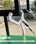 Beefy Heavy Duty 4 Piece Locking C Clamp Set With Swivel And Fixed Pads 6 Inch 9 Inch 11 Inch Clamping Metal Frame