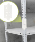 4 Pack Post Coupling Connectors For Muscle Rack Shelving System, Heavy Duty Steel Post Inserts shown on white rack posts