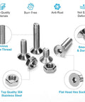 360 Pcs Metric M2 304 Stainless Steel Flat Head Hex Socket Cap Bolts Screws Nuts Set M2 To 20mm Assortment Kit For DIY Projects Machinery And Auto Repairs, featuring high-quality materials and anti-rust properties.