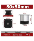 Beefy Adjustable Stainless Steel Furniture Feet Kit For 1 To 4 Pieces Height 50 To 500mm diagram and dimensions.