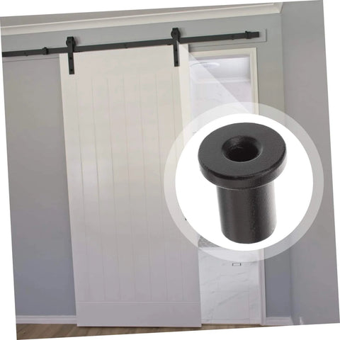 Five Pack Flat Track Spacers For Sliding Barn Door Hardware, Durable High Connectors For Wall And Track Installations shown in use