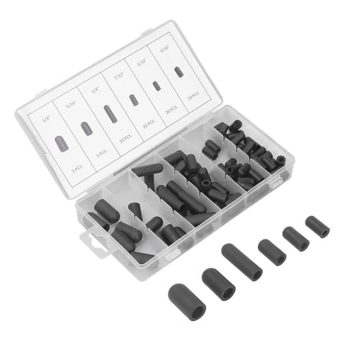80 Piece Vacuum Hose Caps Kit Rubber End Plugs In Multiple Sizes Three Eighths Inch Three Sixteenths Inch Five Thirty Two Inch Seven Thirty Two Inch
