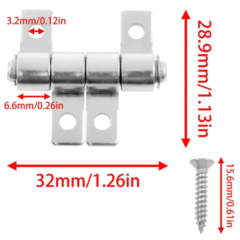 Torque Hinge Locking Hinges With Screws, Ribbon Style, Silver, Carbon Steel, 1.25 x 1.18 x 0.31 Inch, measurements shown