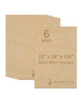 6 Mm Baltic Birch Plywood Pack Of 6 Sheets One Quarter Inch 12 By 16 Inch BB Grade Craft Wood product image.