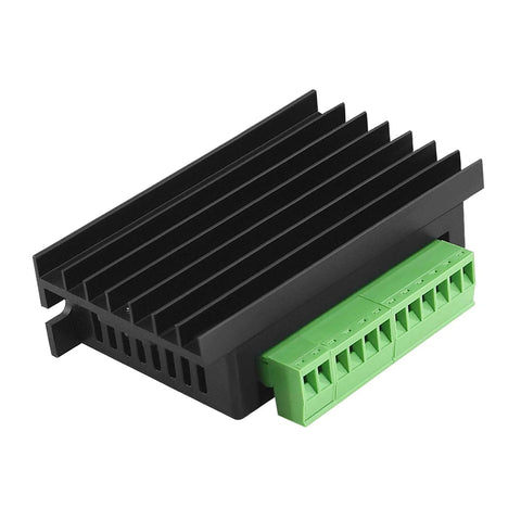 TB6600 stepper motor driver module with black aluminum heatsink and green terminal block