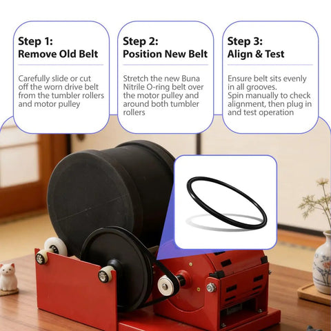 Rock Tumbler Drive Belt For Thumler's A-R1, A-R2, A-R3, A-R6, A-R12 And Model B401 Tumblers installation guide