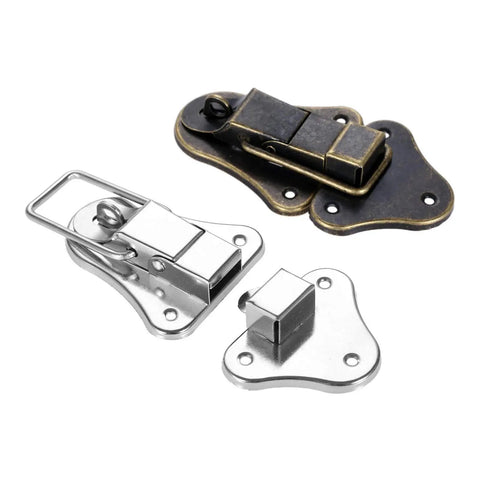 Old School Antique Bronze And Silver Key Hasp Lock For Jewelry Box Chest Case Vintage Toggle Latch Clasp 95 By 52 Millimeter Durable Zinc Alloy Hardware With Easy Install Screws