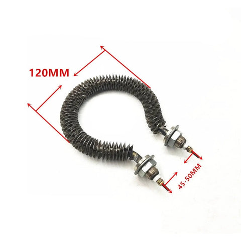 Professional Grade 24V 300W Finned Stainless Steel Dc Heater With Spiral Heating Element, 120MM coil for efficient heating.