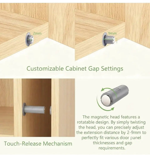 Customizable gap settings for Hidden Magnetic Push Latches For Cabinets And Closets, 10 Pack Gray Cabinet Door Latch Kit
