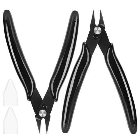 5 Inch Micro Flush Cutters Set 2 Pack Pro Grade Precision Zip Tie And Wire Cutting Pliers with Sharp Beveled Jaws and PVC Handles
