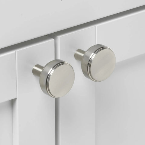 Smooth Round Cabinet Knob Satin Nickel Finish One And A Half Inch Diameter Solid Zinc Construction Durable And Easy DIY Friendly Install