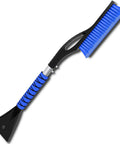 Two In One Snow Brush And Ice Scraper For Cars, 27 Inch Detachable Handle With Ergonomic Foam Grip, No Scratch PVC Brush, Blue