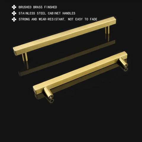 Gold Cabinet Pulls Five Pack Ten Inch Brushed Brass T Bar Drawer Handles For Kitchen Cupboards And Cabinets Stainless Steel Construction