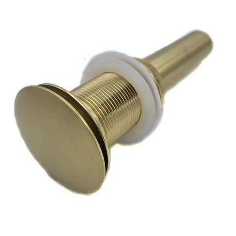 Pop-up drain for Brushed Gold Vessel Sink Faucet with High Arc, single lever handle, tall solid brass, no overflow, cUPC certified.